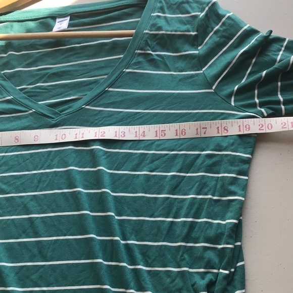 OLD Navy Luxe Green teal  Striped V Neck Long Sleeve shirt M - Picture 8 of 9